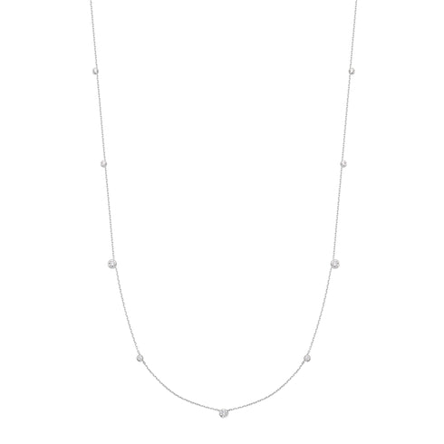 Silver Bezel Cubic Zirconia Station Necklace